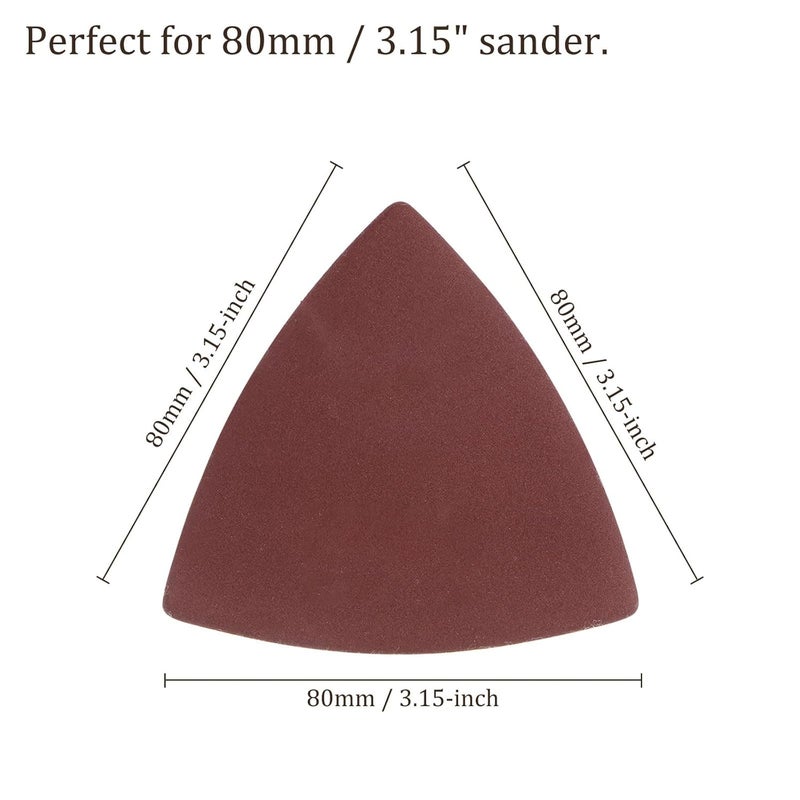 Kozelo 120pcs Mouse Sander Detail Sandpaper - [ 600 Grit, 3-1/8" ] Triangle Hook and Loop Assorted Sanding Pads Sheet for Wood Furniture Polishing Use | Aluminum Oxide Sandpaper - Image 3